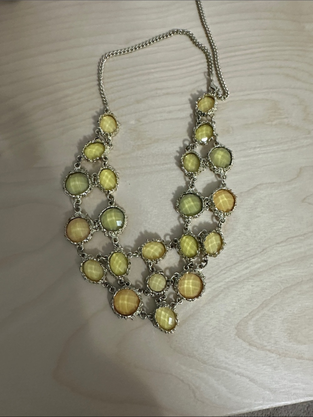 Francesca's Collections Yellow and green Multi-Stone Bib Necklace